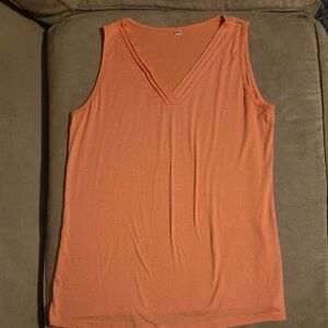 Women's V-Neck Sleeveless Tank Top - Orange